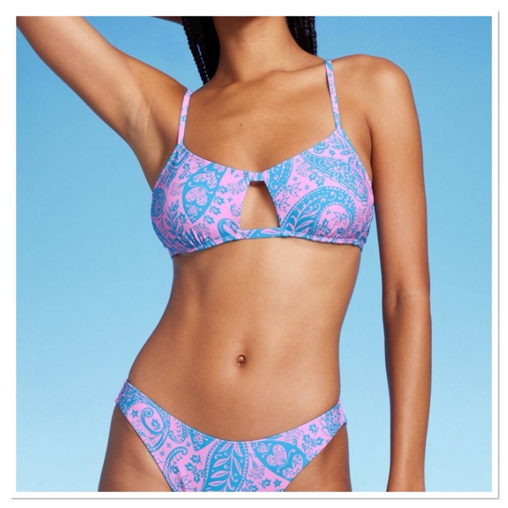 Women’s Paisley Print Cut Out Bralette Bikini Top Wild Fable